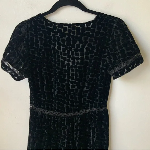 STONE COLD FOX Virgo Burnout Silk Velvet Dress Textured Plunge Black Size XS/S - Picture 7 of 15